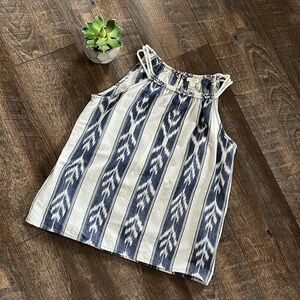 J. Crew Women's Blue and White Sleeveless Top